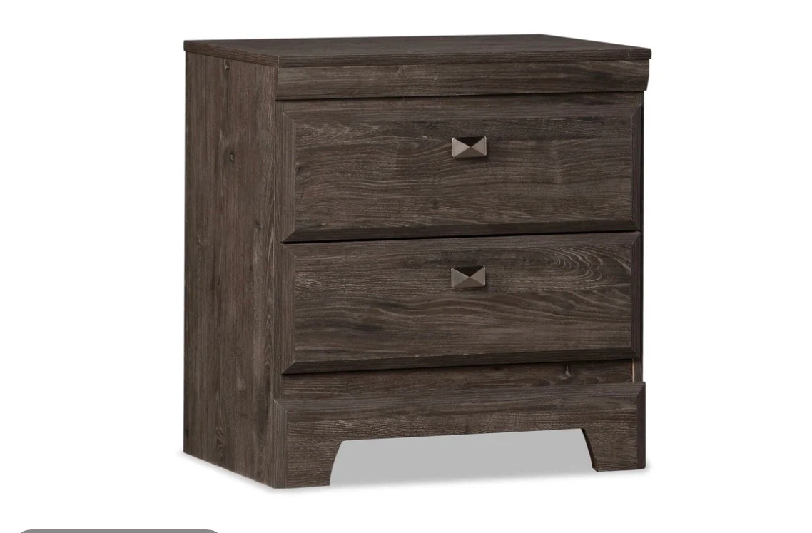 Dark Wood 2-Drawer Nightstand - photo 2