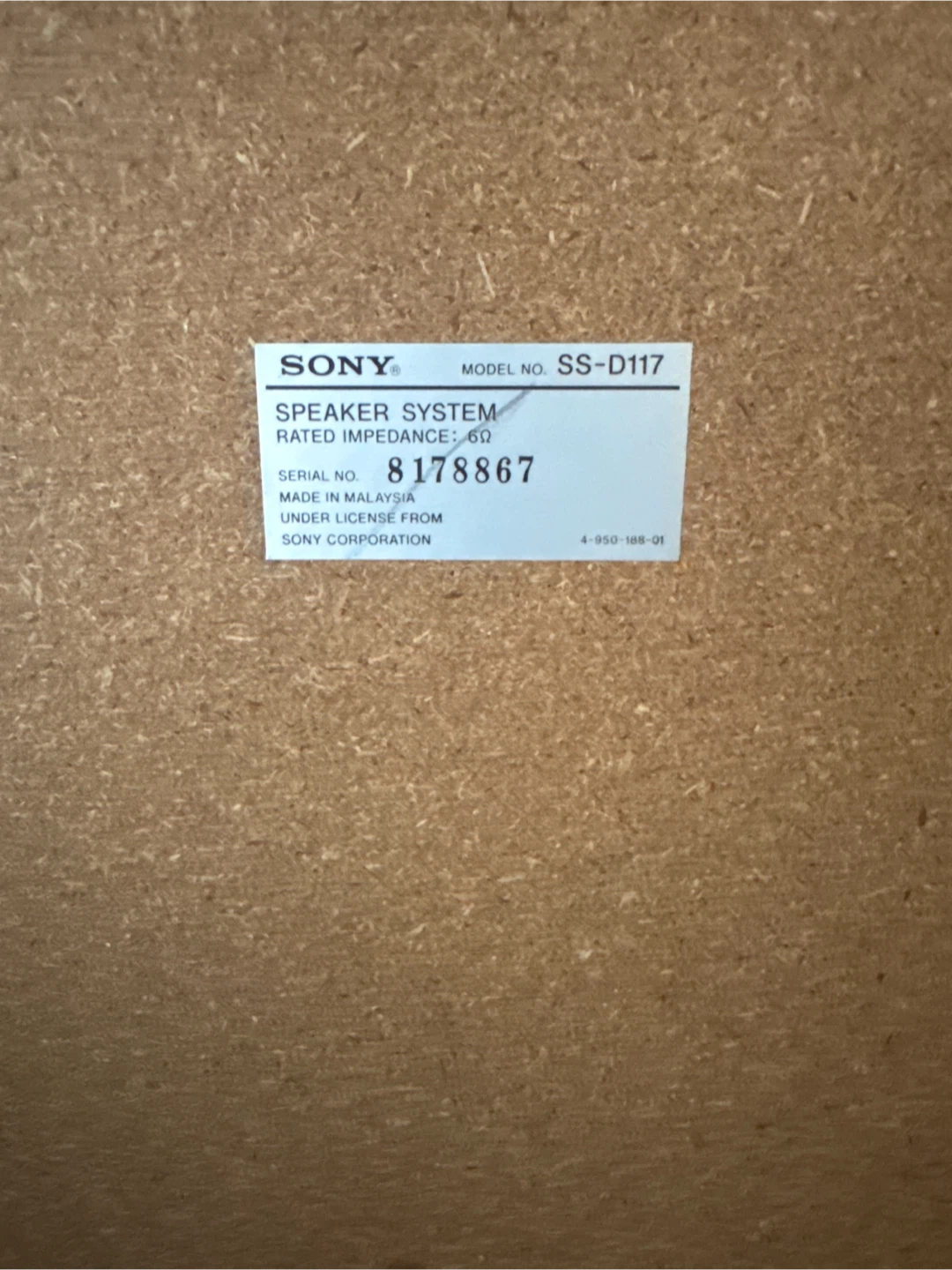 Sony SS-D117 Speaker System
