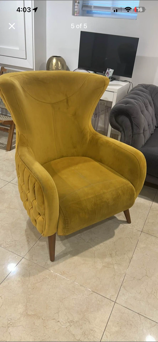Mustard Yellow Velvet Accent Chair