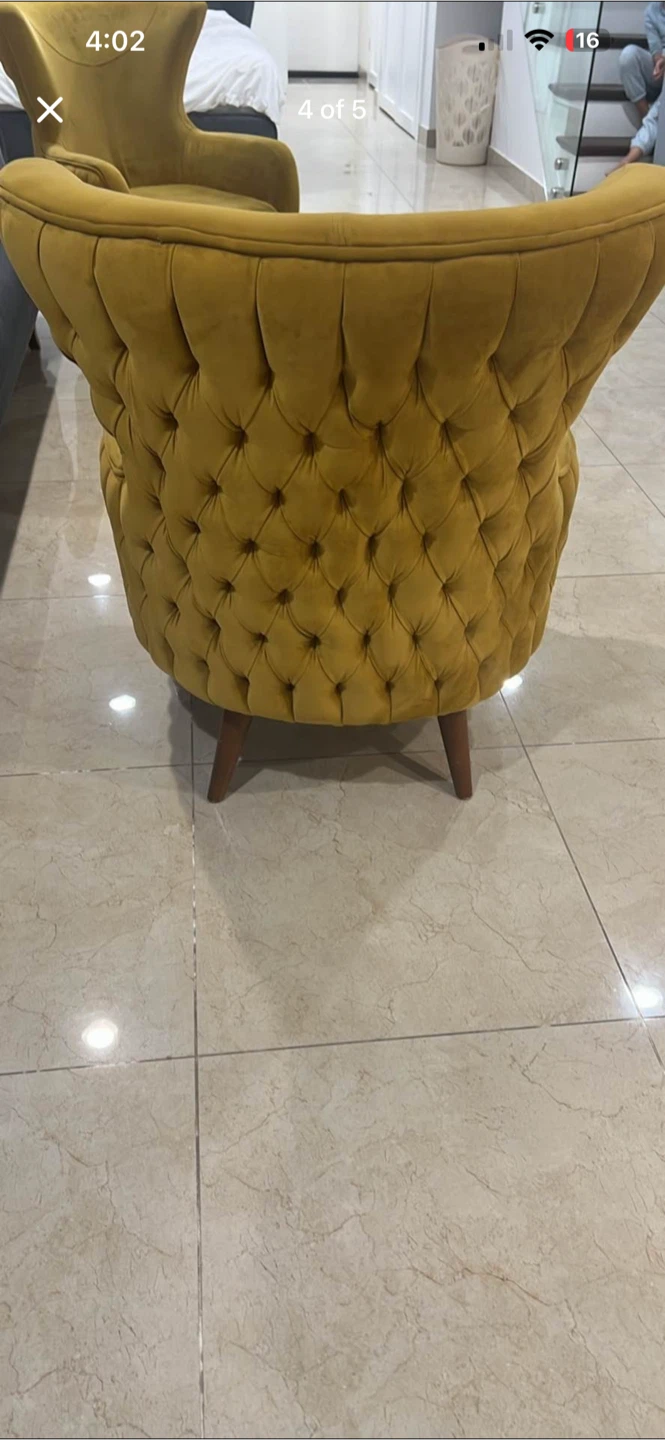 Mustard Yellow Velvet Accent Chair - photo 2