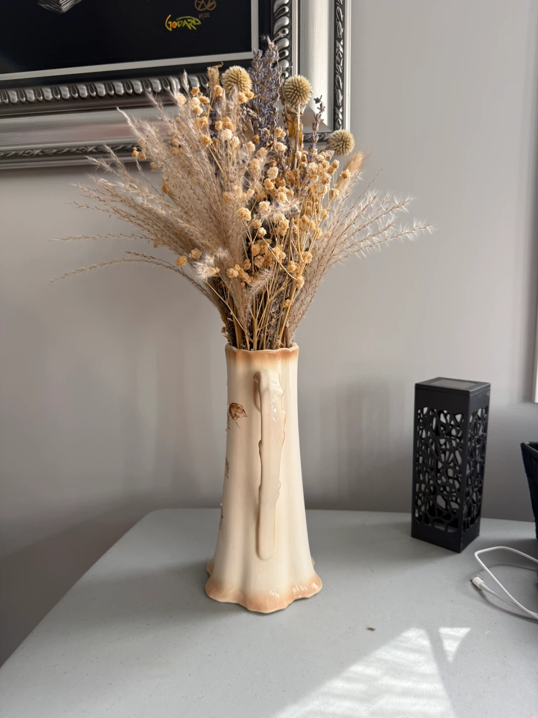Vintage Ceramic Pitcher Vase with Dried Lavender - photo 2