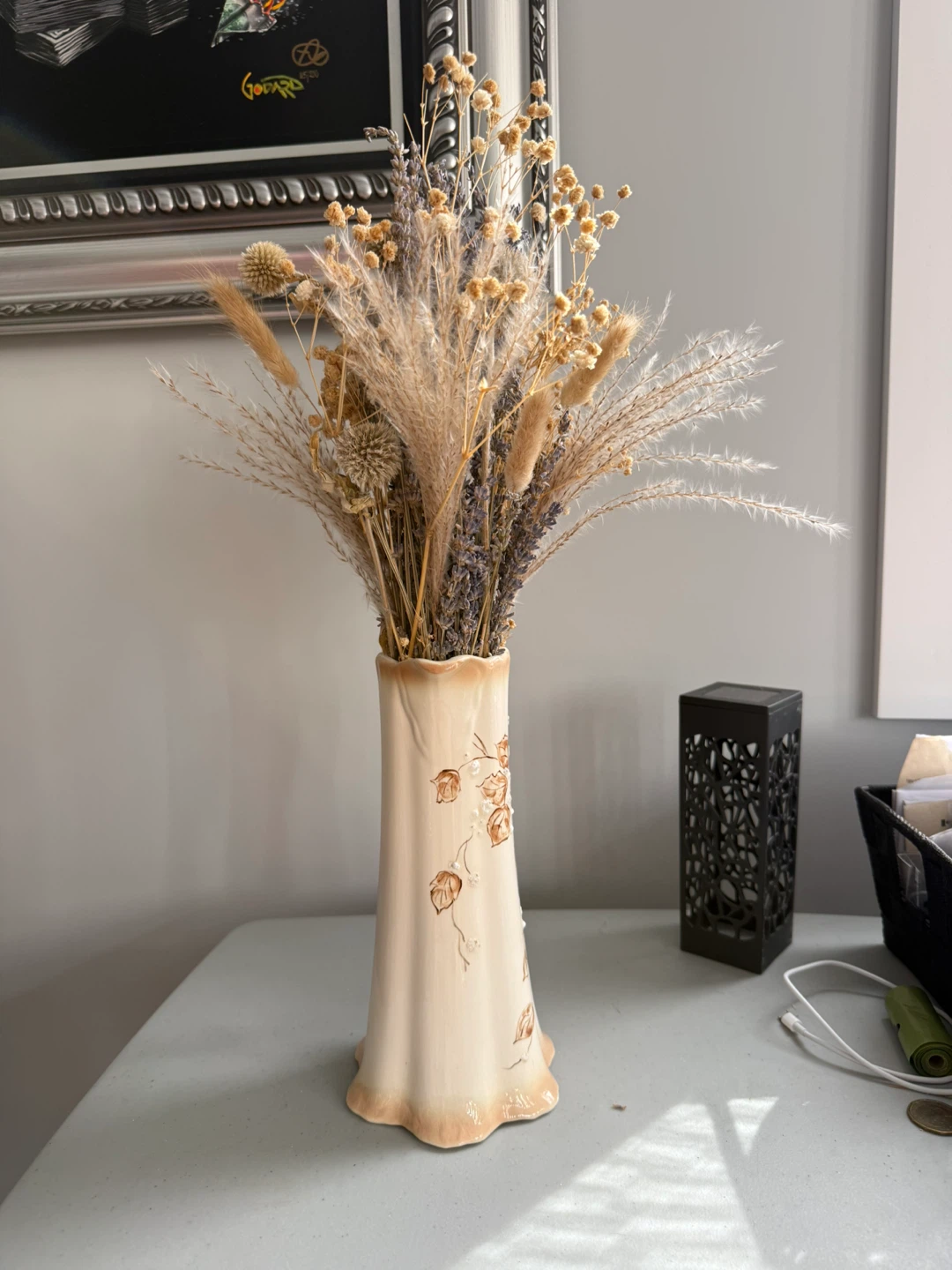 Vintage Ceramic Pitcher Vase with Dried Lavender - photo 4