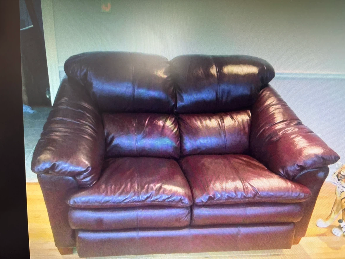 Dark Brown Leather Loveseat - photo 2