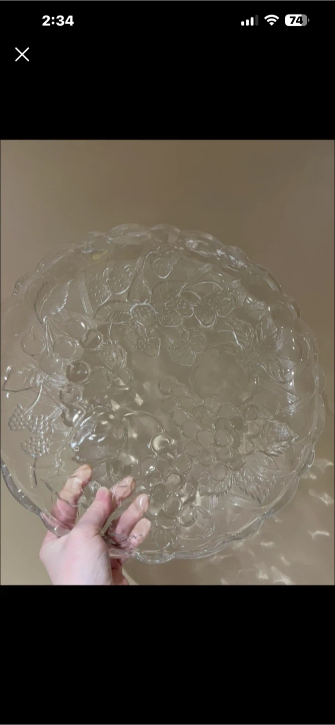 Clear Glass Fruit Design Serving Platter