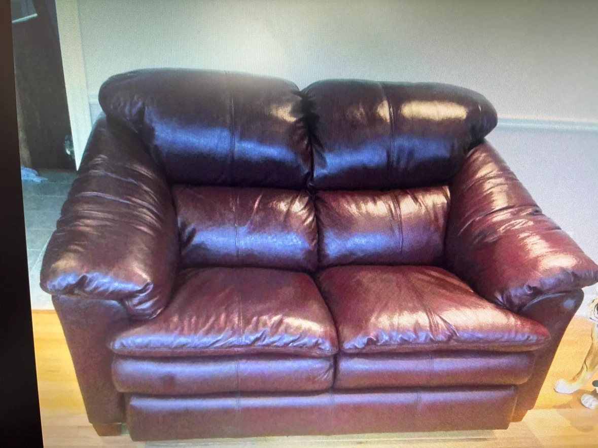Dark Brown Leather Loveseat - photo 5
