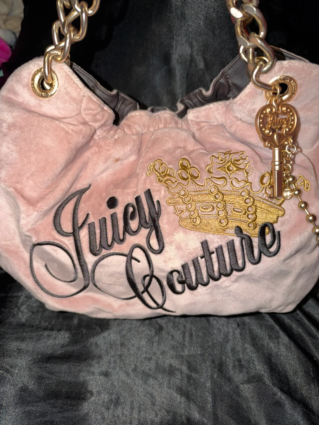 Juicy Couture Pink Velour Shoulder Bag