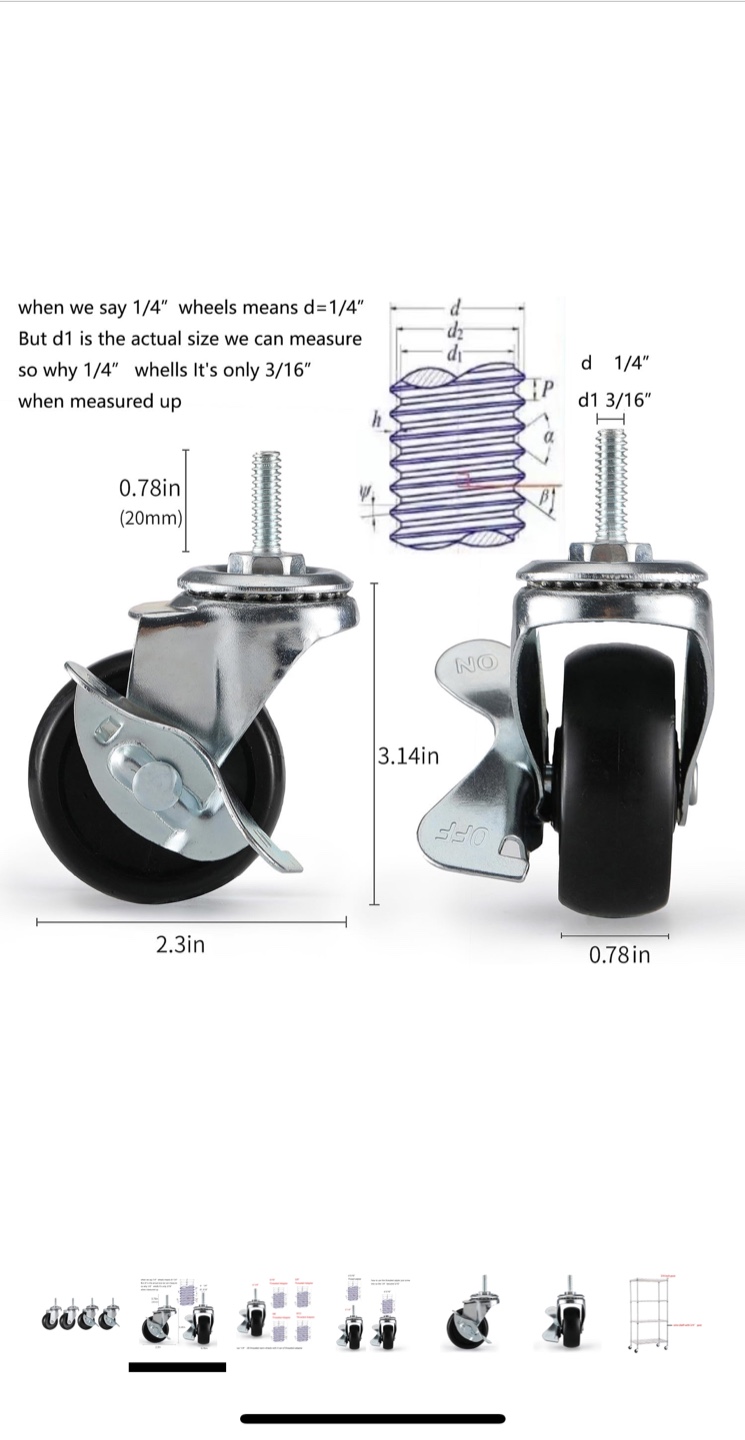 Set of 4 Shelving Unit Casters - photo 2