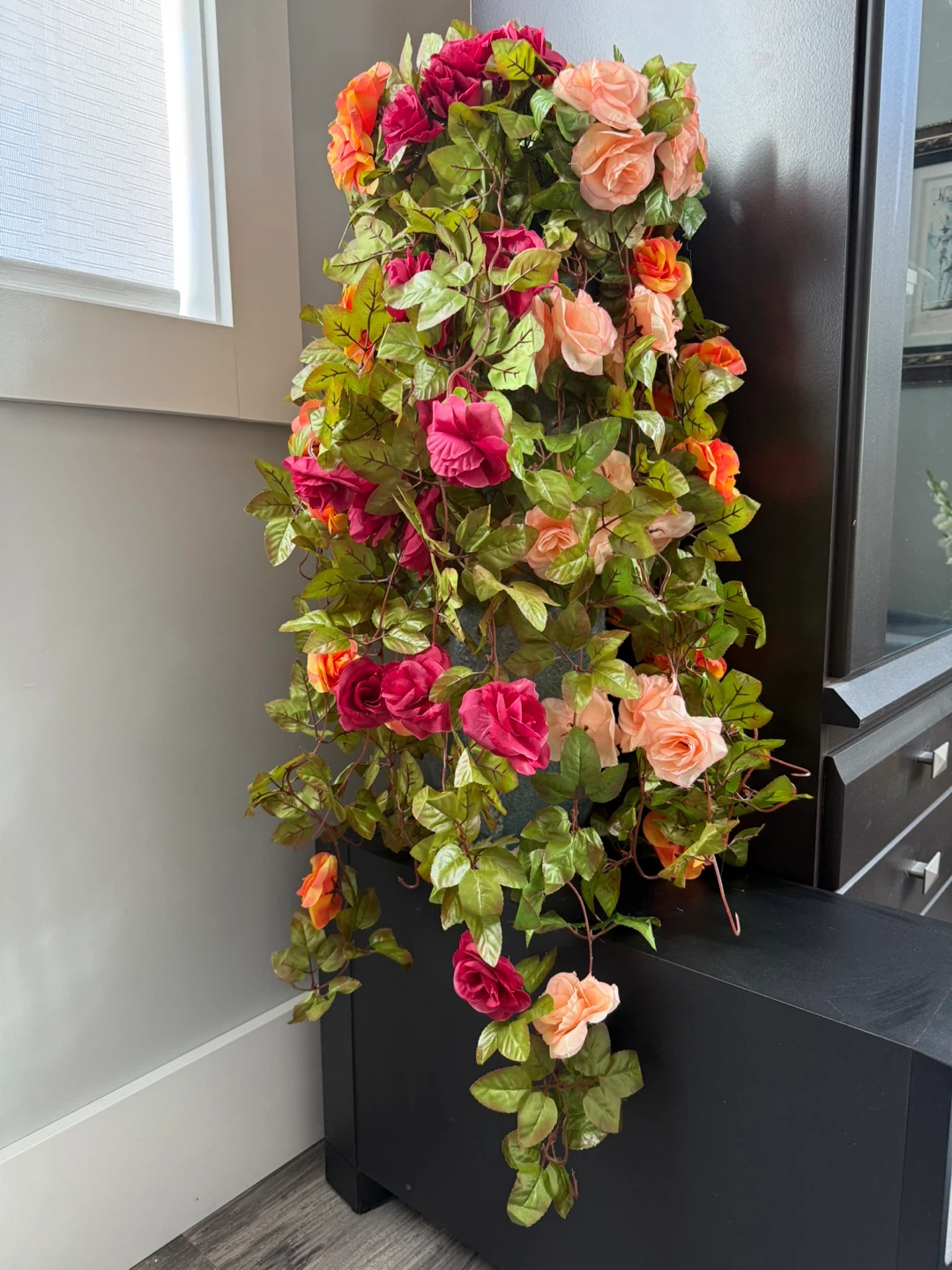 Artificial Floral Arrangement with Ceramic Crackle Teal Vase - photo 2