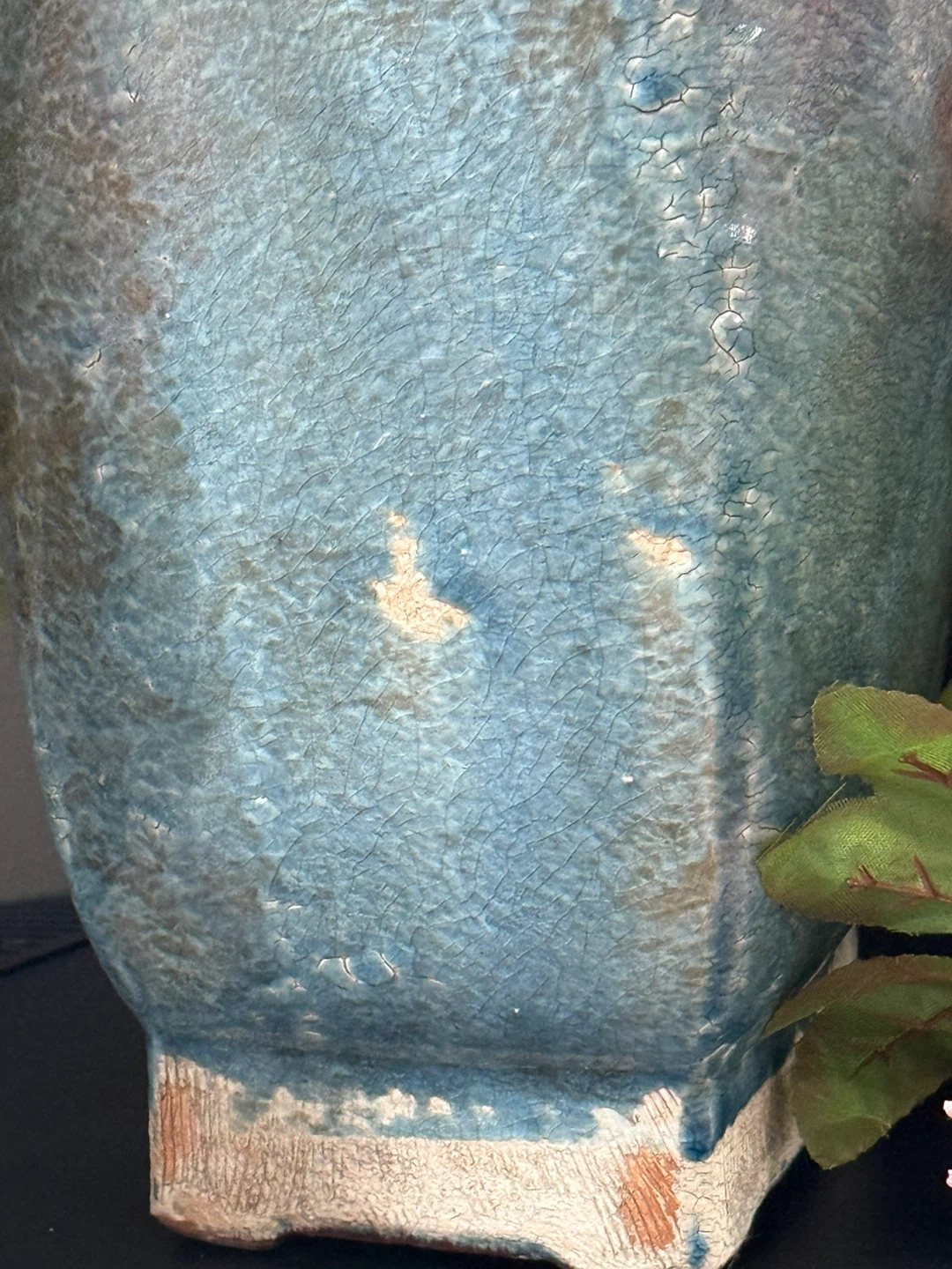 Artificial Floral Arrangement with Ceramic Crackle Teal Vase - photo 4
