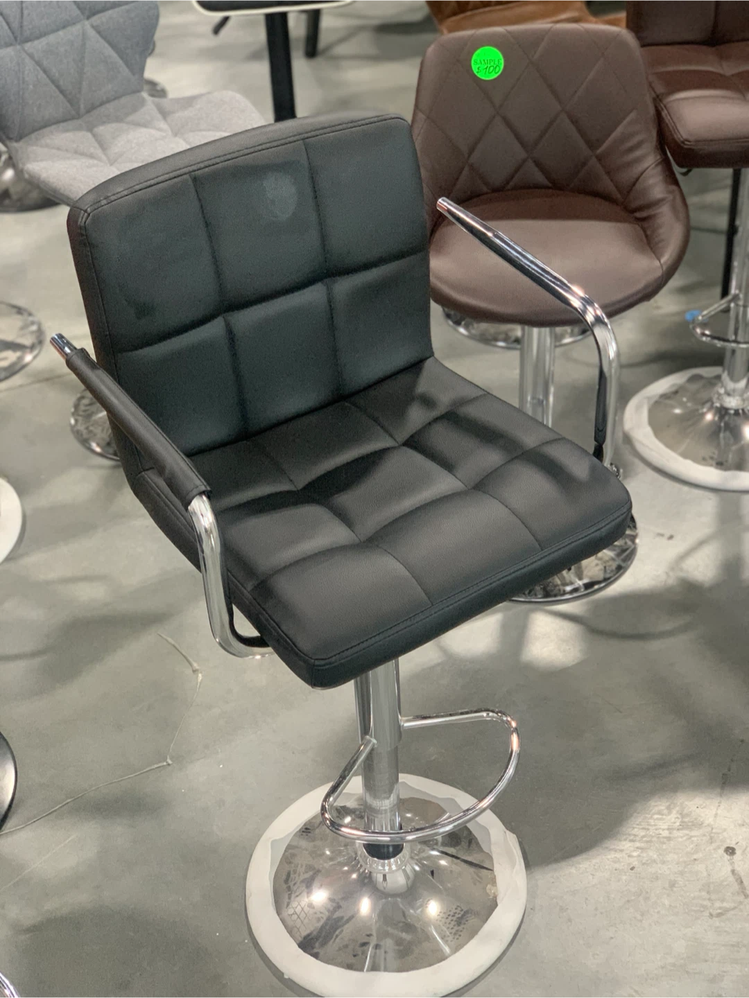 Black Quilted Bar Stool - photo 2