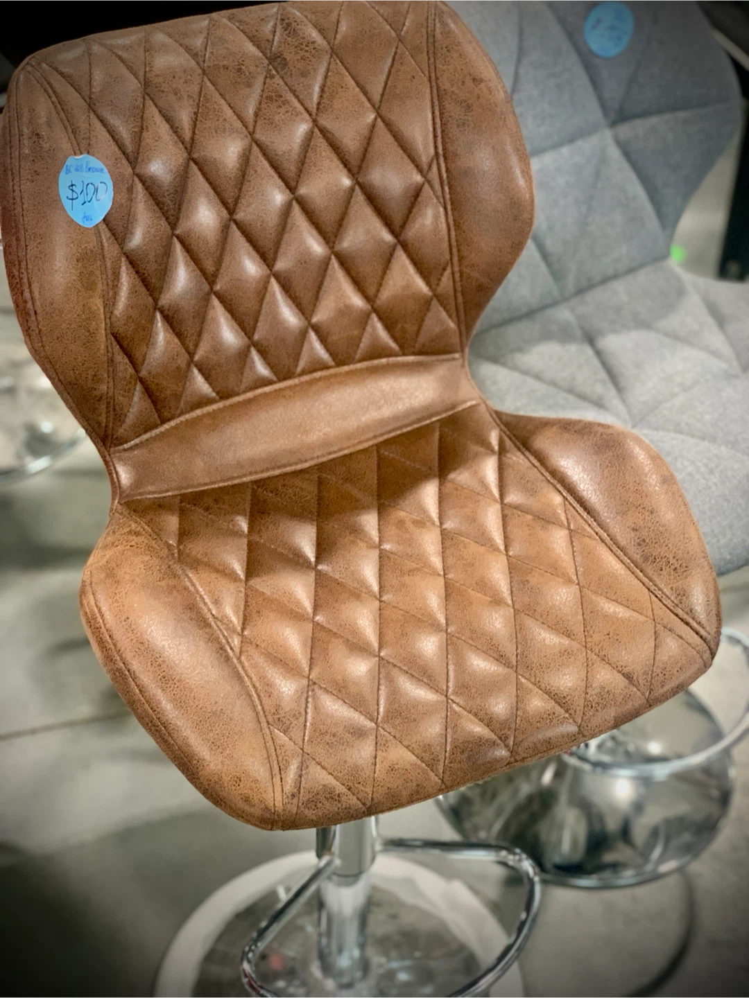 Black Quilted Bar Stool - photo 4