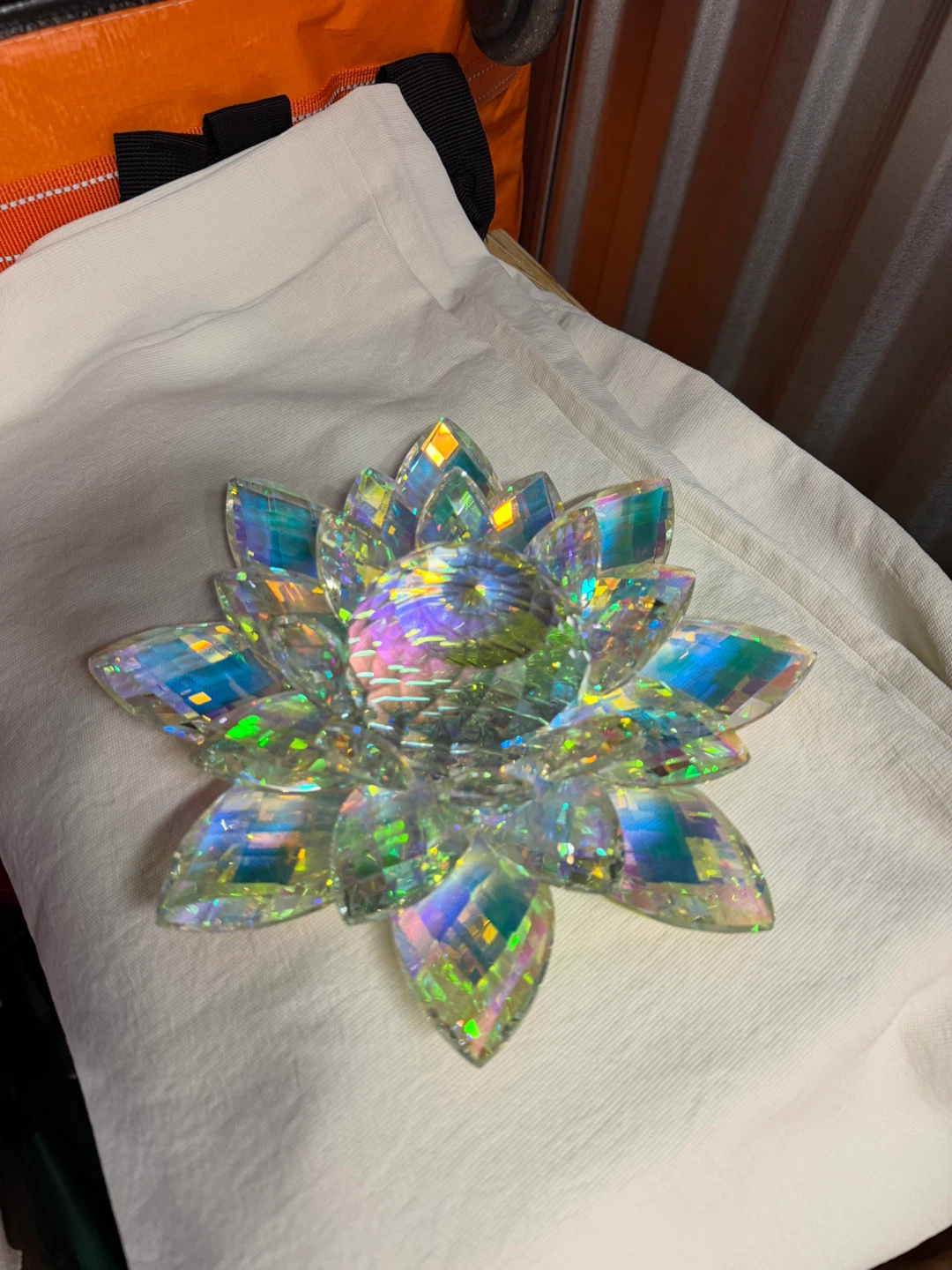 Iridescent Crystal Lotus Flower Decor