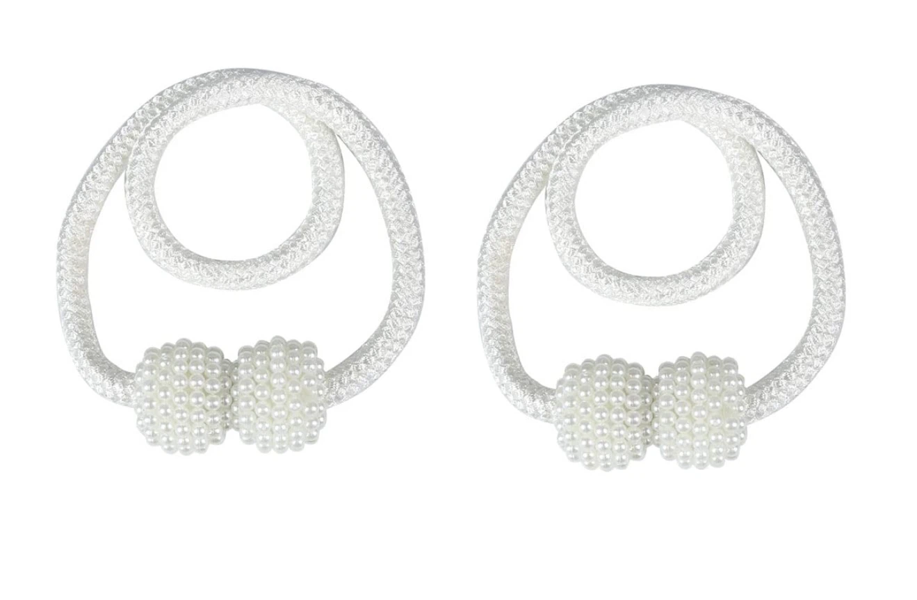 Magnetic Curtain Tiebacks with Pearl Accents, brand new