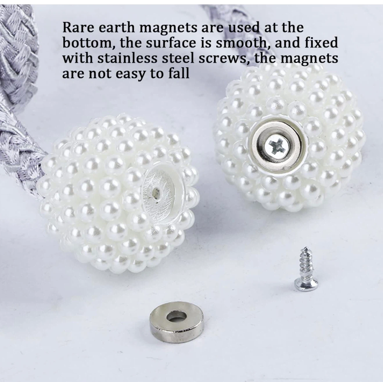 Magnetic Curtain Tiebacks with Pearl Accents, brand new - photo 2