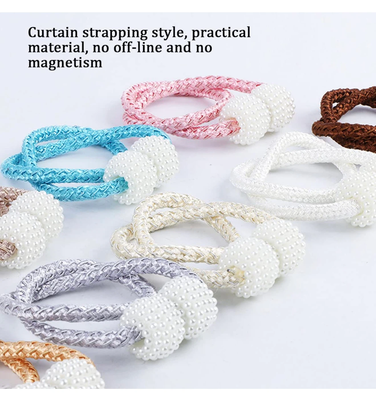 Magnetic Curtain Tiebacks with Pearl Accents, brand new - photo 3