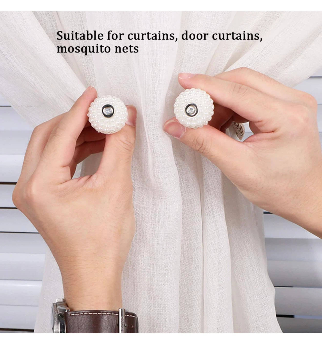 Magnetic Curtain Tiebacks with Pearl Accents, brand new - photo 4