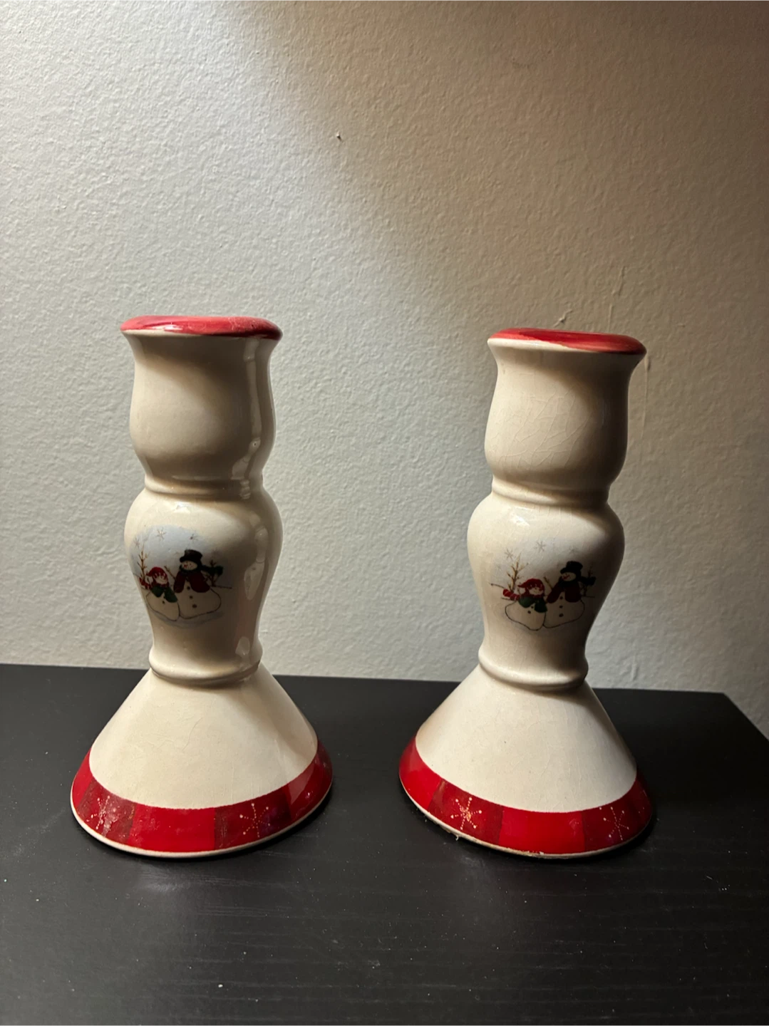 Set of 2 Snowman Ceramic Candle Holders - photo 3