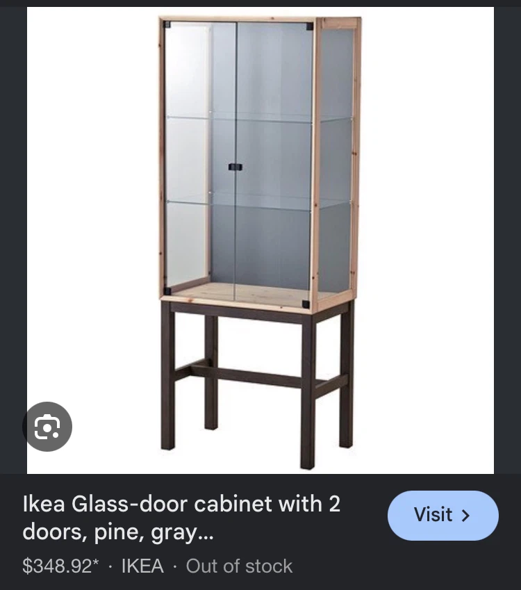 Ikea glass door display cabinet shelf