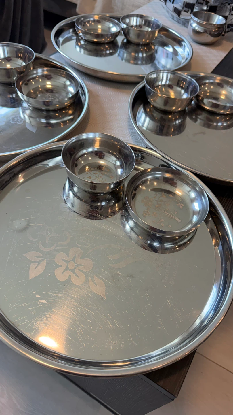 5 stainless steel thali / plate dinner set - photo 3