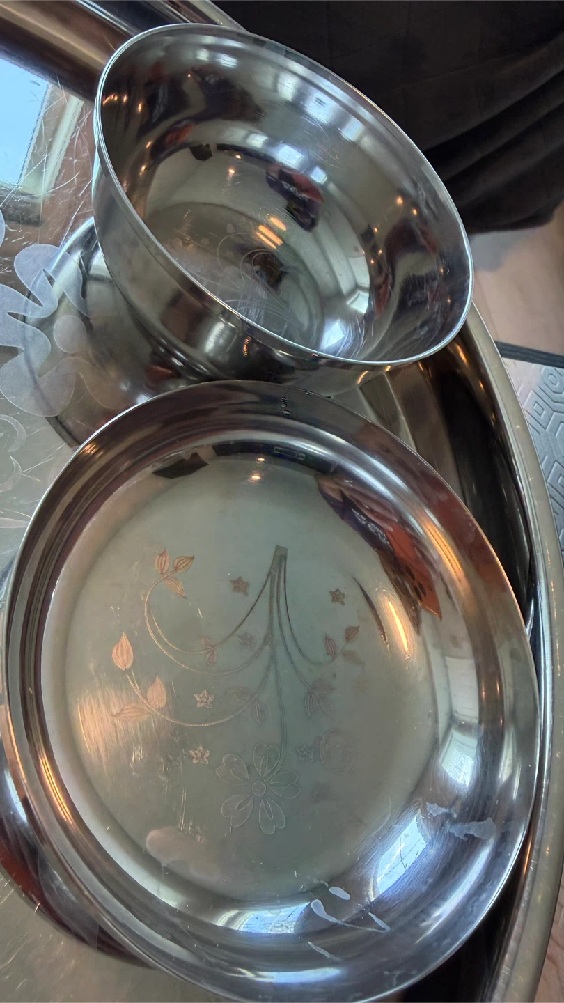 5 stainless steel thali / plate dinner set - photo 4