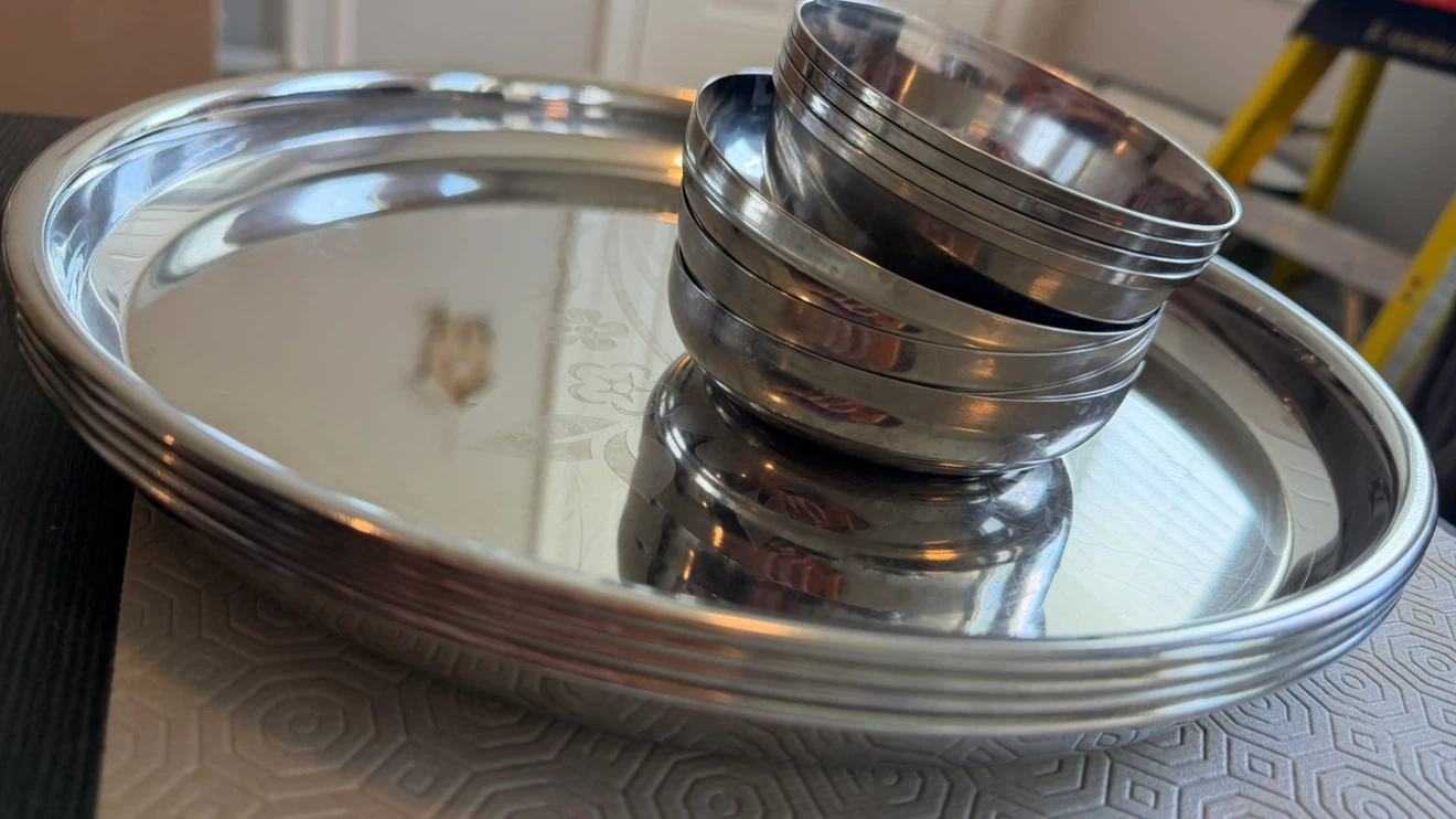 5 stainless steel thali / plate dinner set - photo 5
