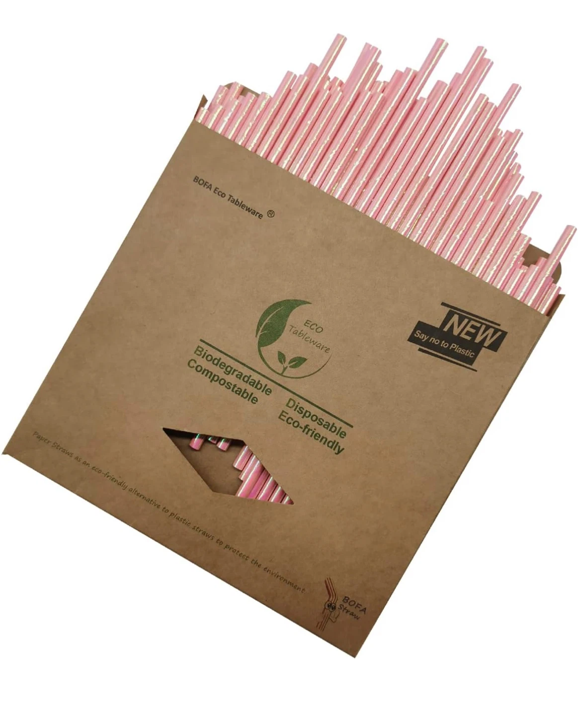 BOFA Eco-Friendly Pink Paper Straws - 100 Pack - photo 3