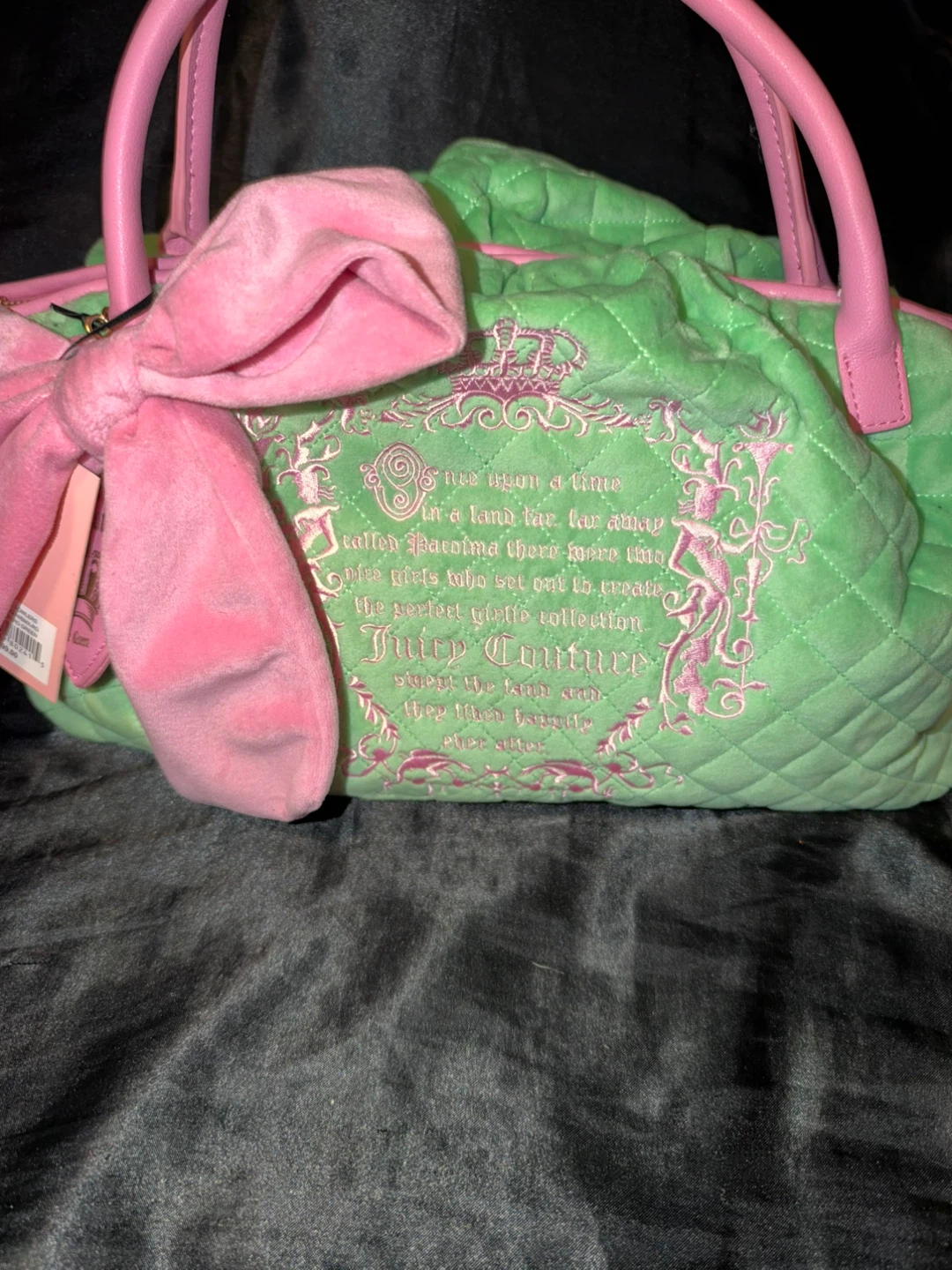Juicy Couture Green Quilted Velour Bag