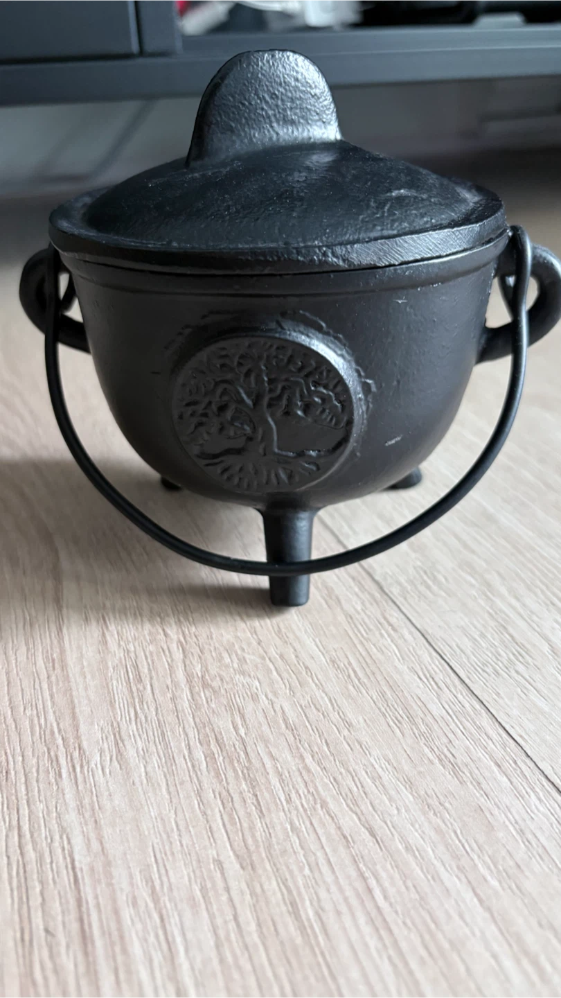 Cast Iron Tree of Life Cauldron with Lid