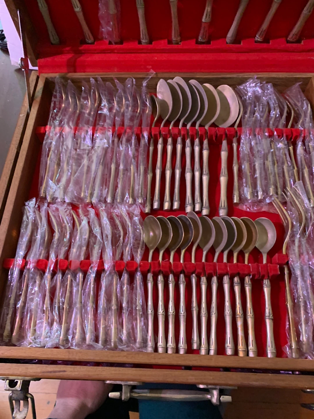 VINTAGE T.B.M. Royal Bamboo Nickel Bronze Flatware Set. - photo 5