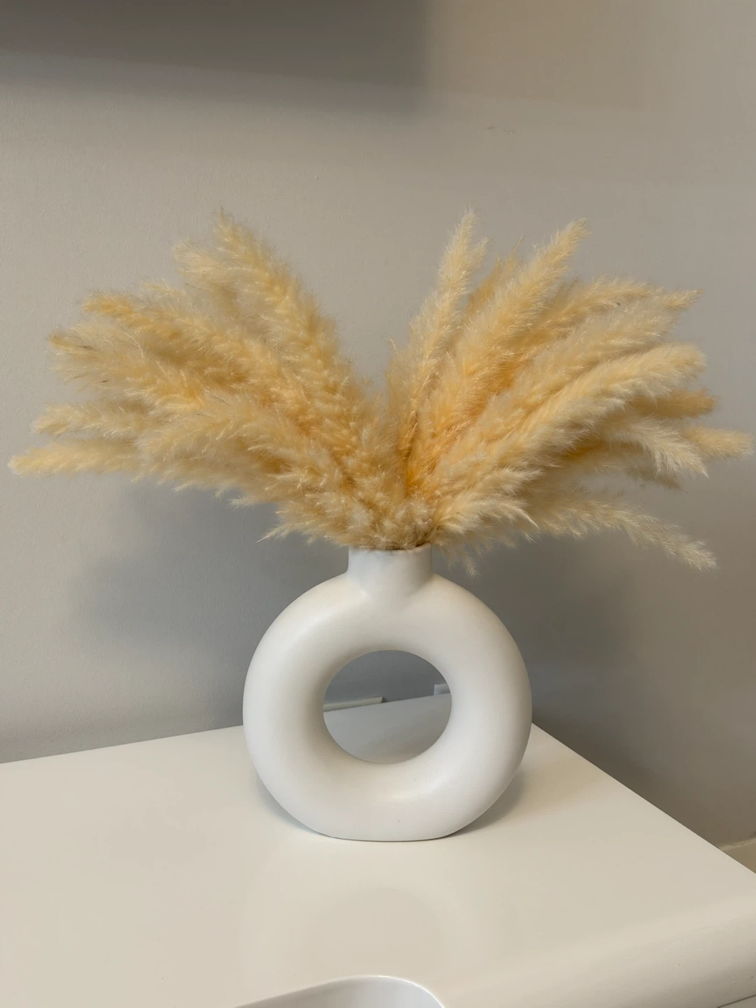 Vase and pampas grass $15