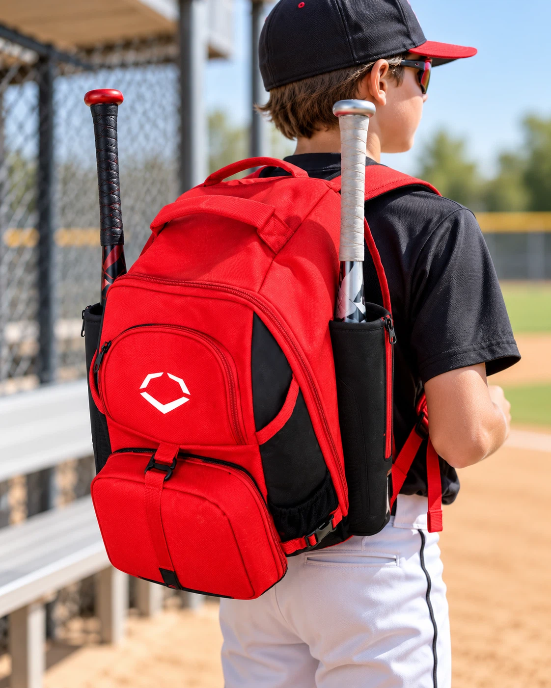 EvoShield Red Baseball Bat Backpack - Size fits all