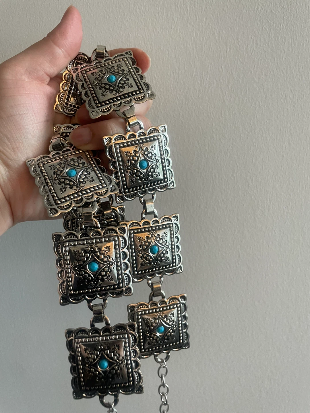 Silver and Turquoise Concho Belt - photo 2