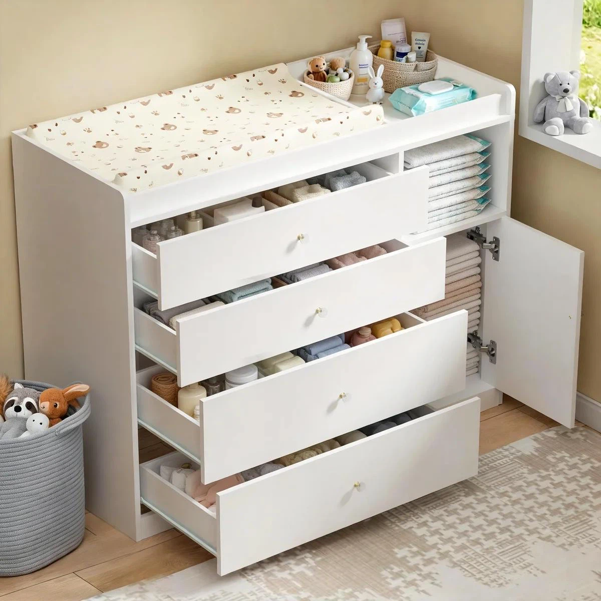 White Nursery Changing Table Dresser