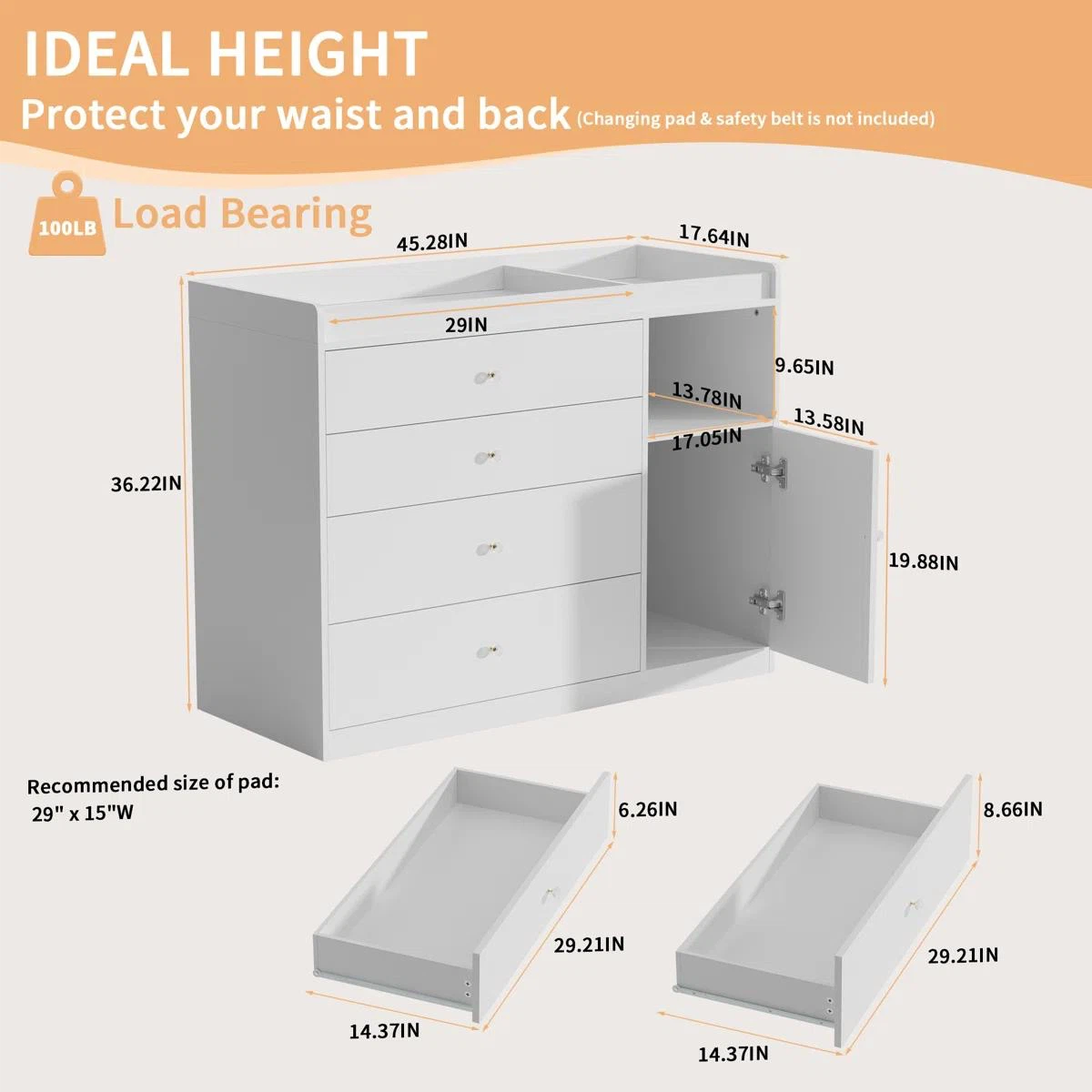 White Nursery Changing Table Dresser - photo 3