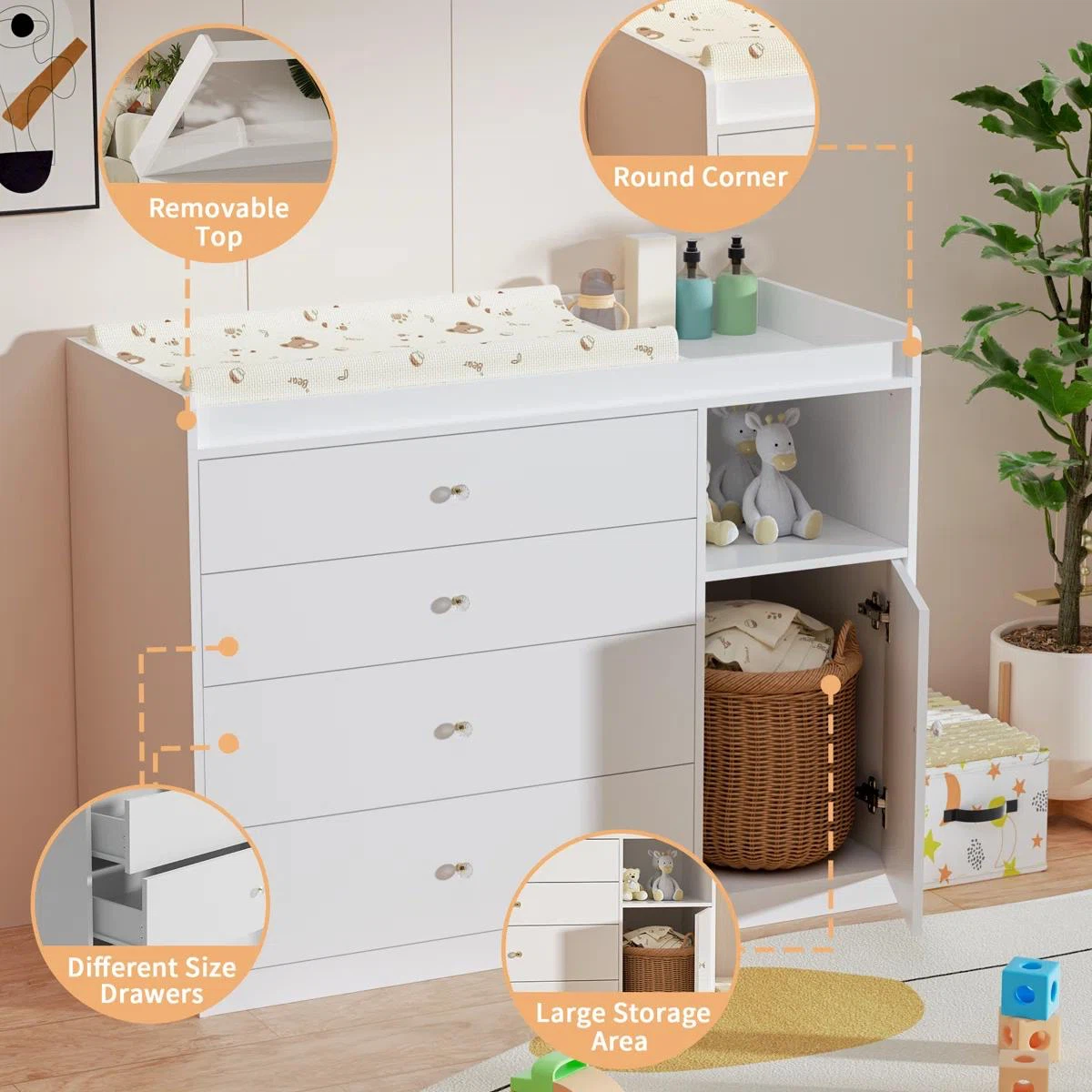 White Nursery Changing Table Dresser - photo 4