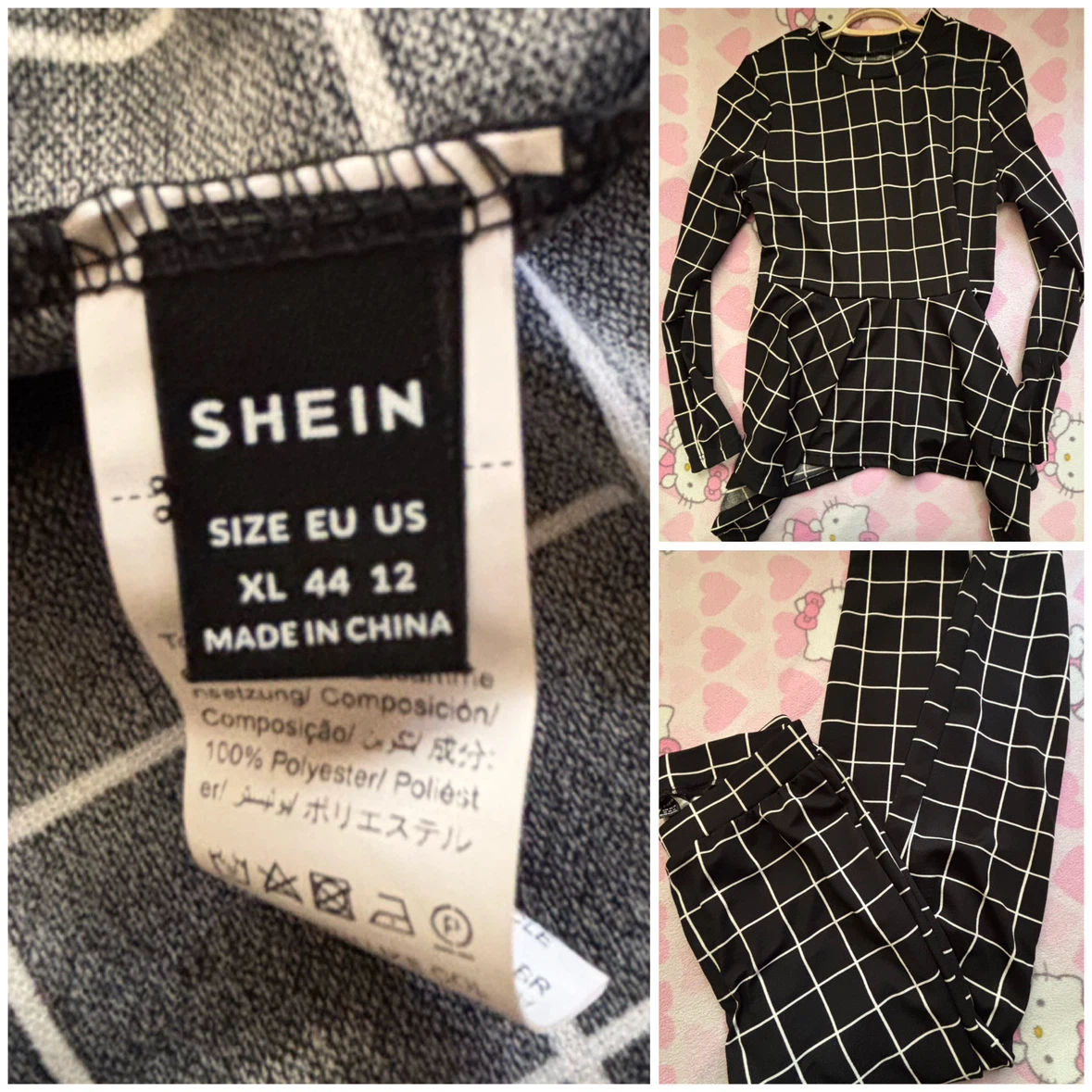 SHEIN - Black & White Grid Patterned Outfit - *Size Women XL*