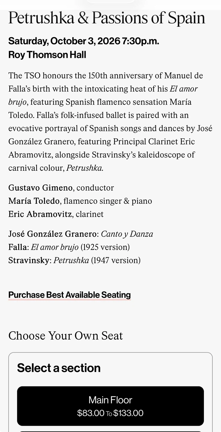 4 TSO Petrushka & Passions of Spain Tickets - photo 2
