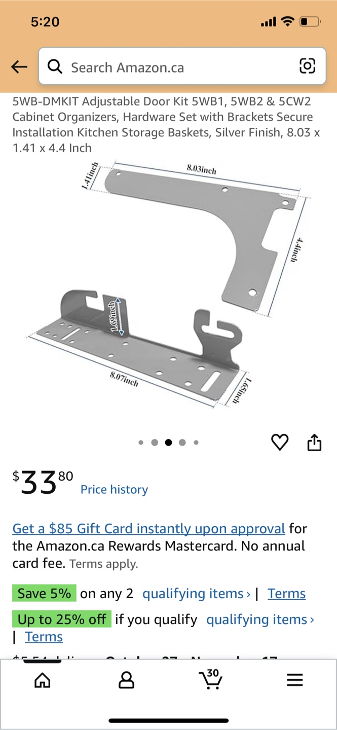 Rev-A-Shelf Heavy Duty Door Mount Kit RVDM117KIT