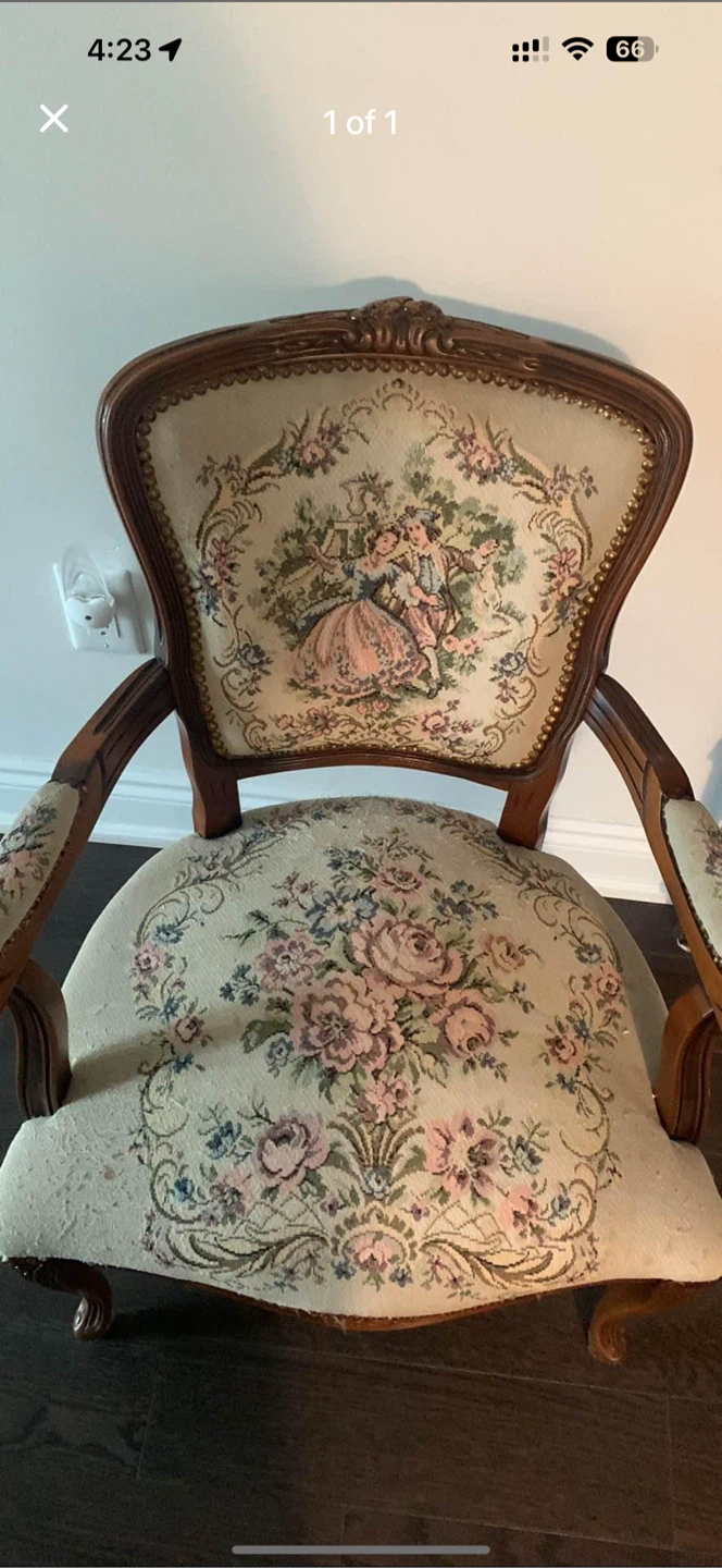 Vintage French Style Tapestry Armchair