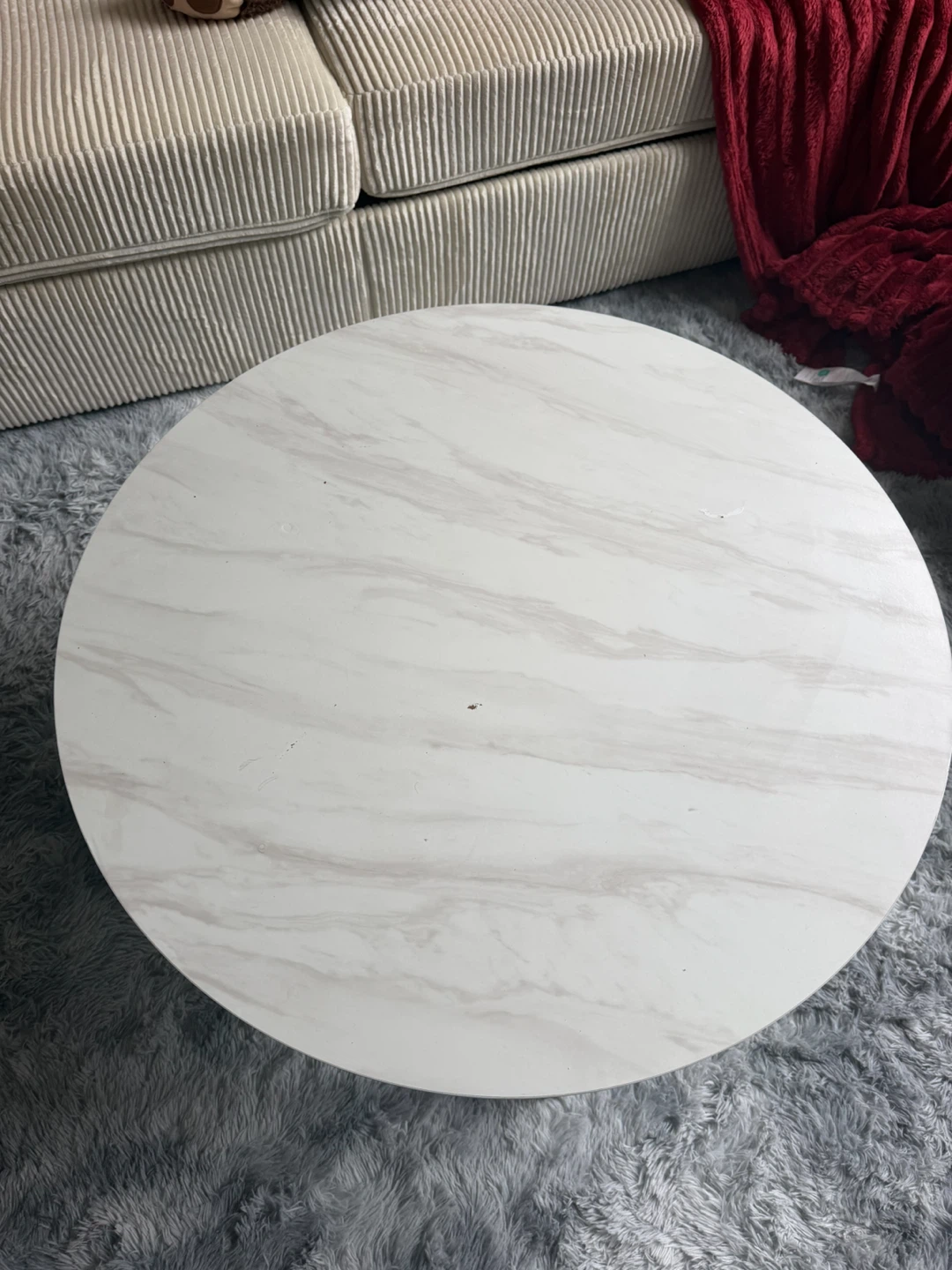Round White Faux Marble Coffee Table