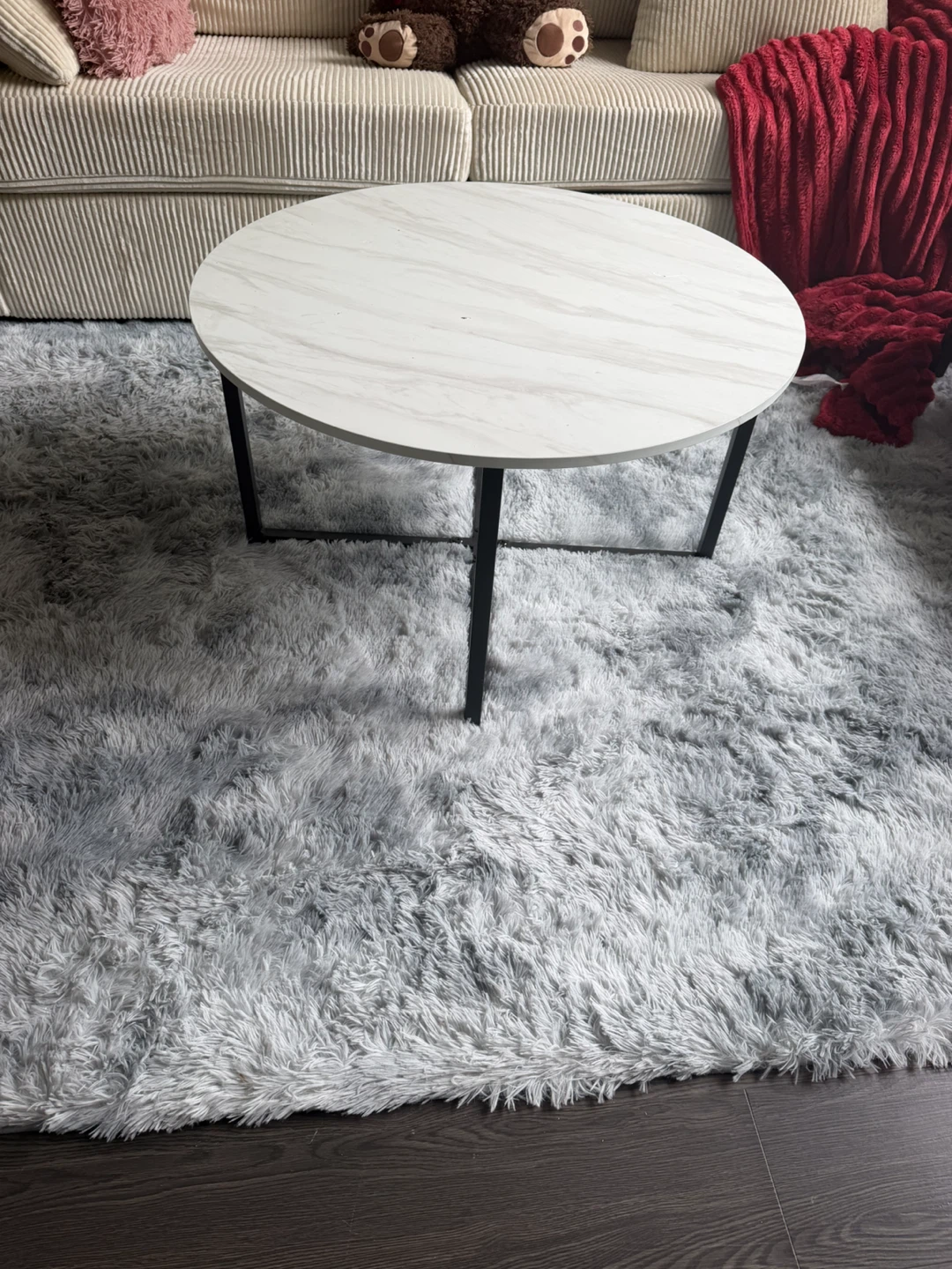 Round White Faux Marble Coffee Table - photo 2