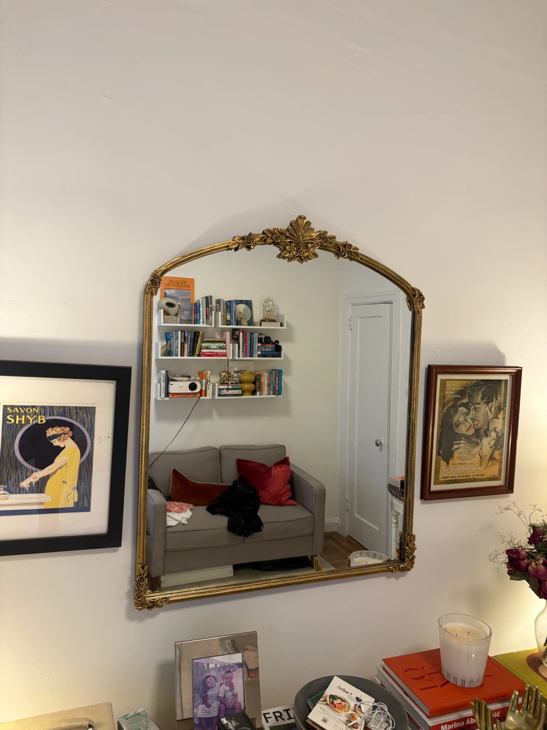 Vintage Style Gold Arch Wall Mirror - photo 2