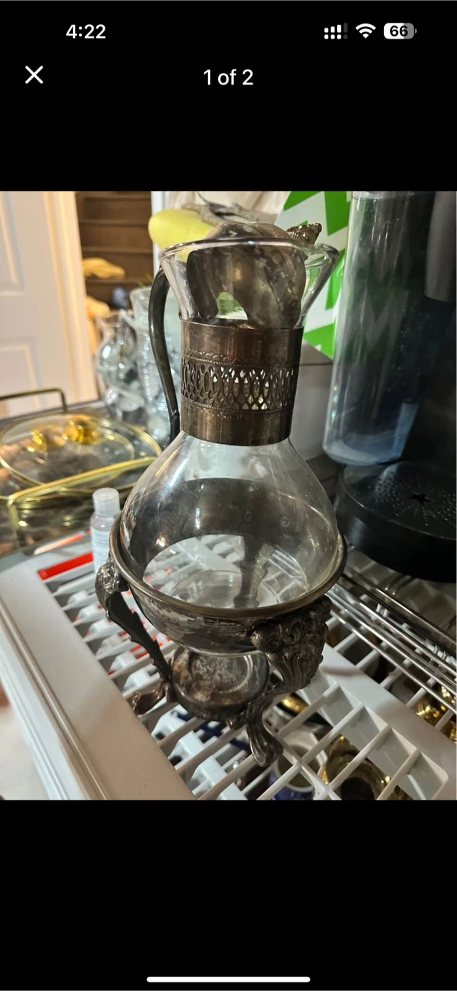 Vintage Silver Plated Glass Decanter