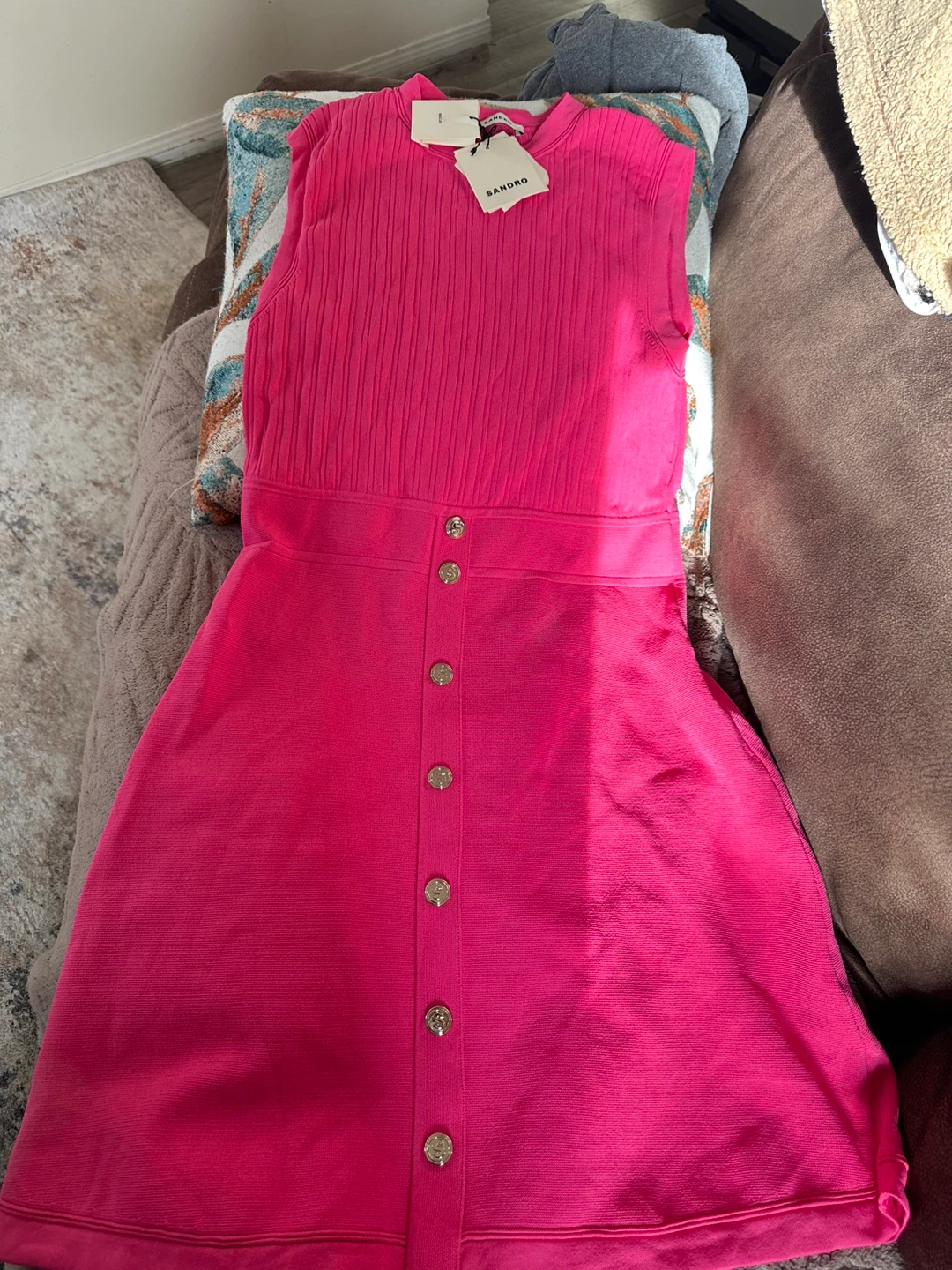 Sandro Pink Sleeveless Knit Dress Size 40 cash only - photo 2