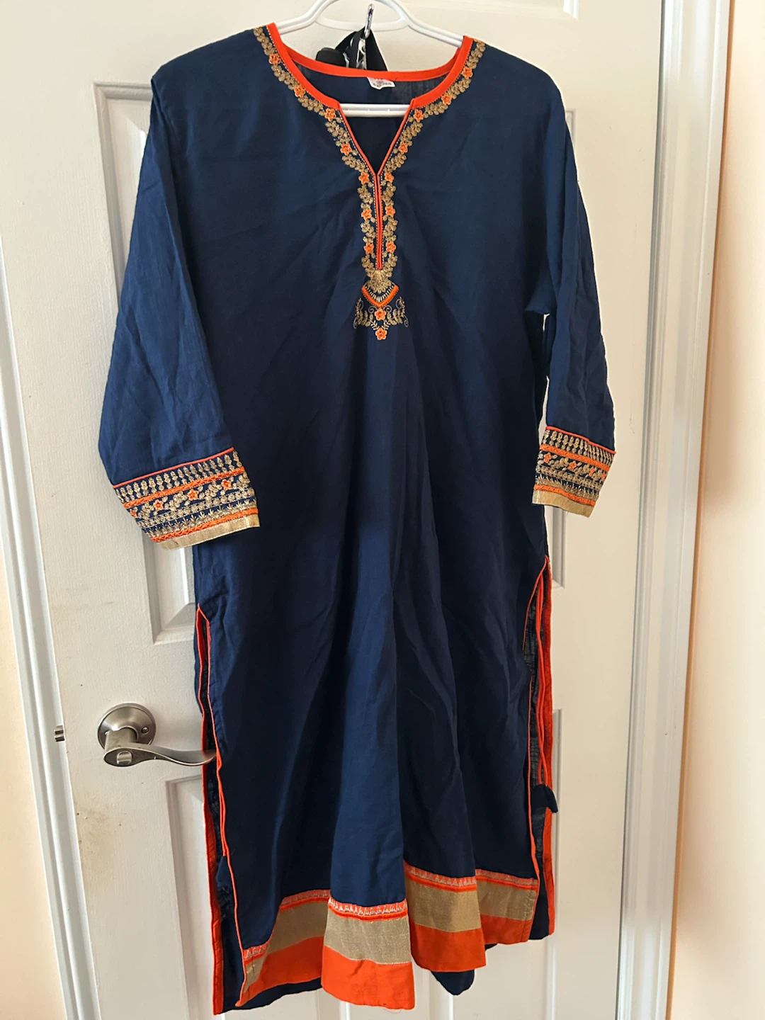 Navy Blue Embroidered Kurti