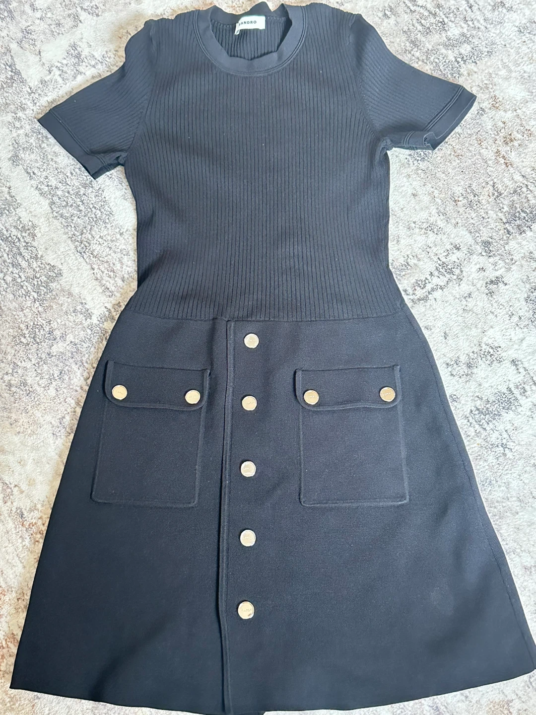 Sandro black ribbed knit dress it’s size 40 cash only - photo 2