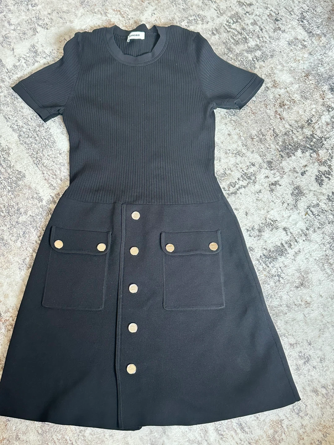 Sandro black ribbed knit dress it’s size 40 cash only - photo 3
