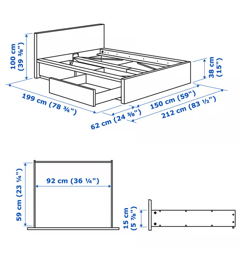IKEA MALM Full/Double Storage Bed Frame (CAN DELIVER) - photo 2