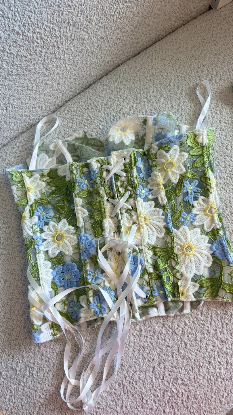 Floral Lace Corset Top and Skirt Set - photo 3