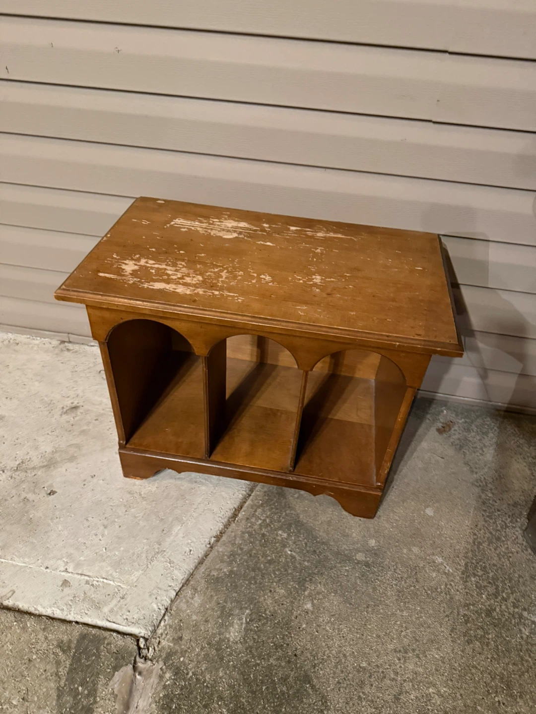 Vintage Wooden Record Cabinet Side Table